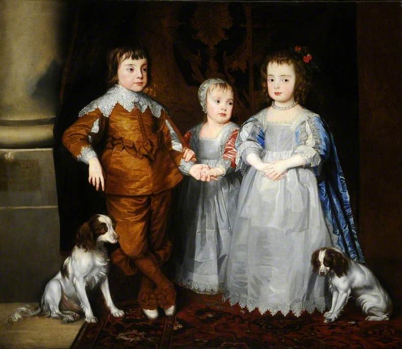 The Three Youngest Children of Charles I (Charles, James and Mary) with Their Dogs