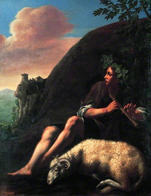 Pastoral, Shepherd and a Sheep
