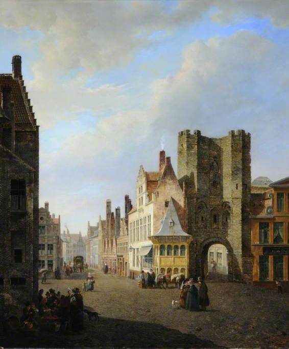 The Gravensteen Gate and the Sint Veerleplein in Ghent, Belgium