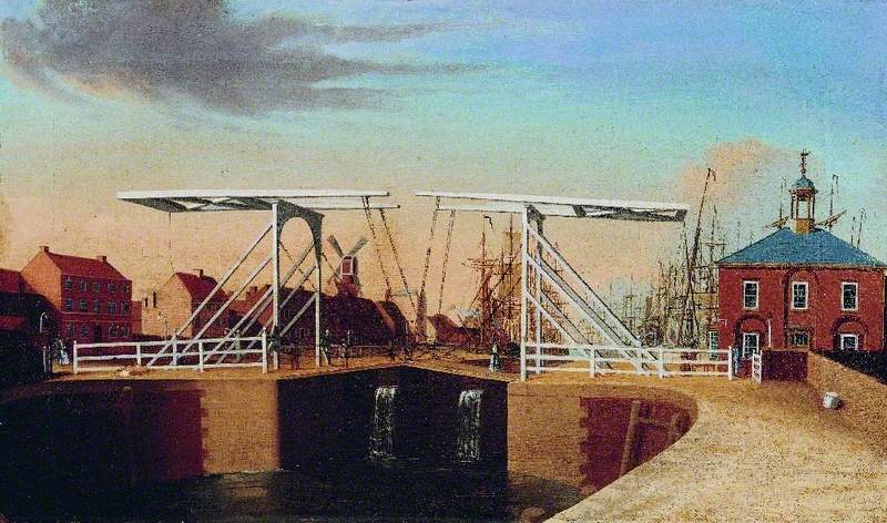 An East View of the Bridge and New Dock at Kingston upon Hull