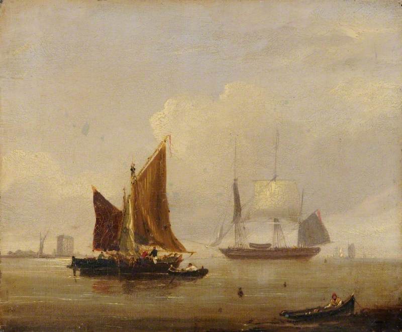 Shipping Scene with a Distant Port in the Background