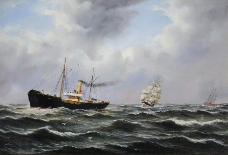 Pilot Steamer 'Rescue', Sailing Barque and Cutter 'Elbe 1'