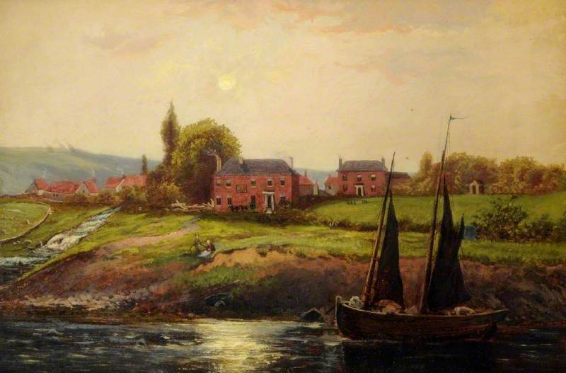 Fishing Boat Moored by a River Bank