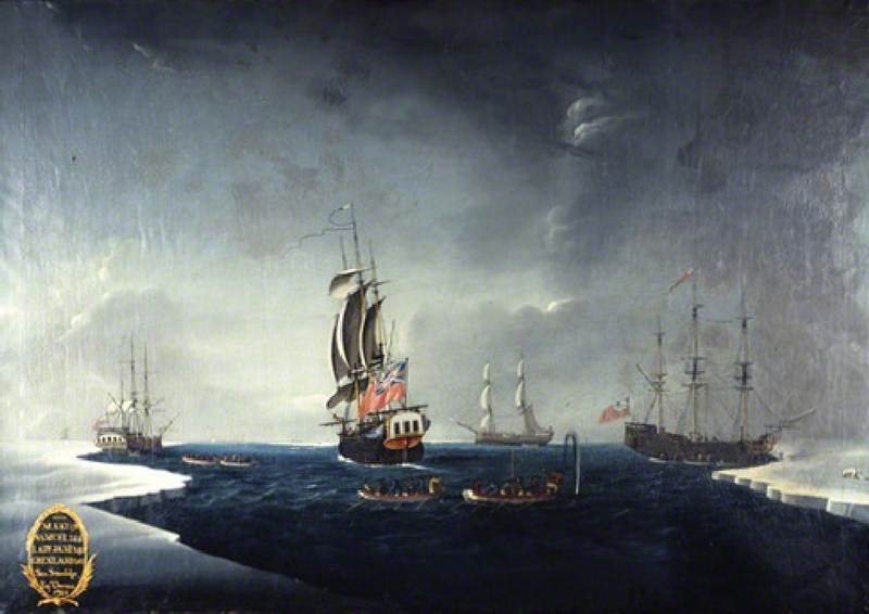 The Whaling Fleet of Sir Samuel Standidge Depicting the Ships 'Mary', 'Samuel', 'Lady Jane' and 'Grenland'