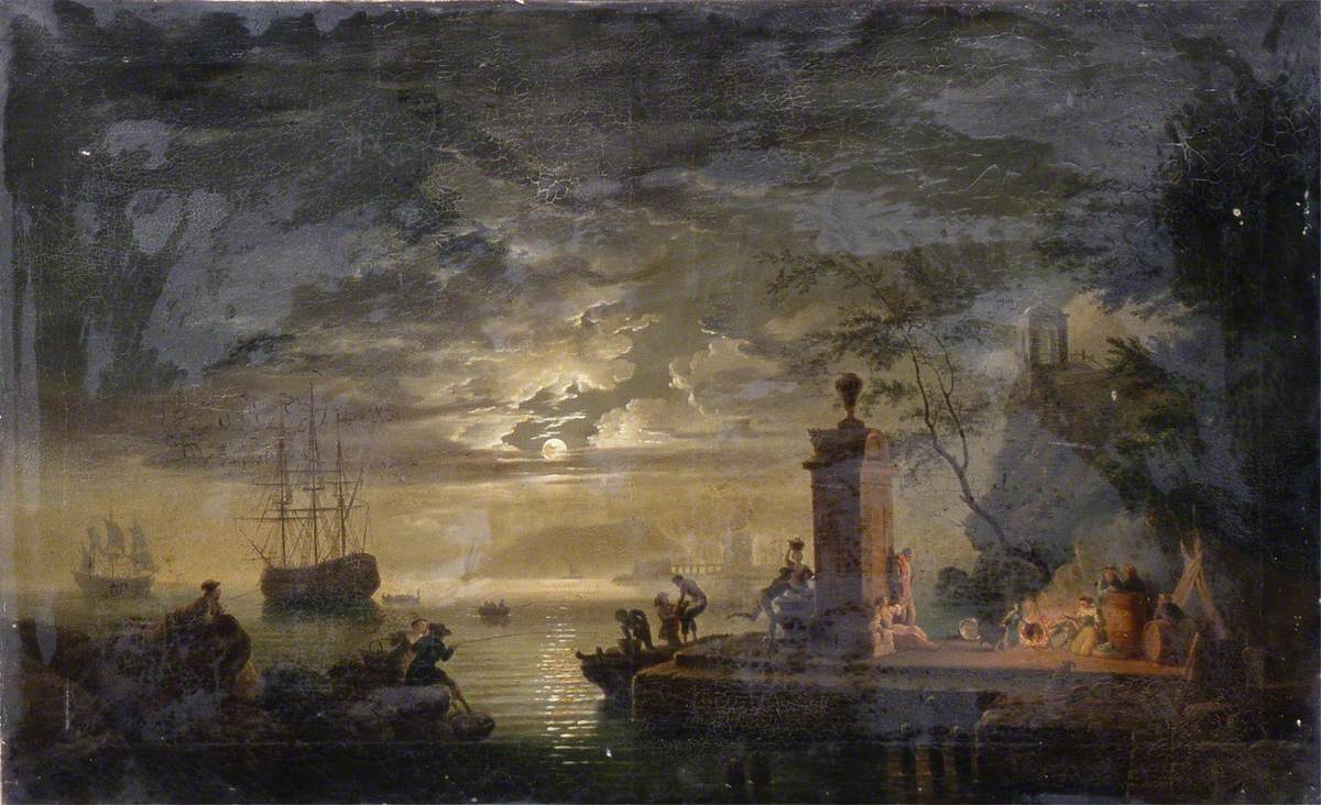 Moonlit Shore with Figures