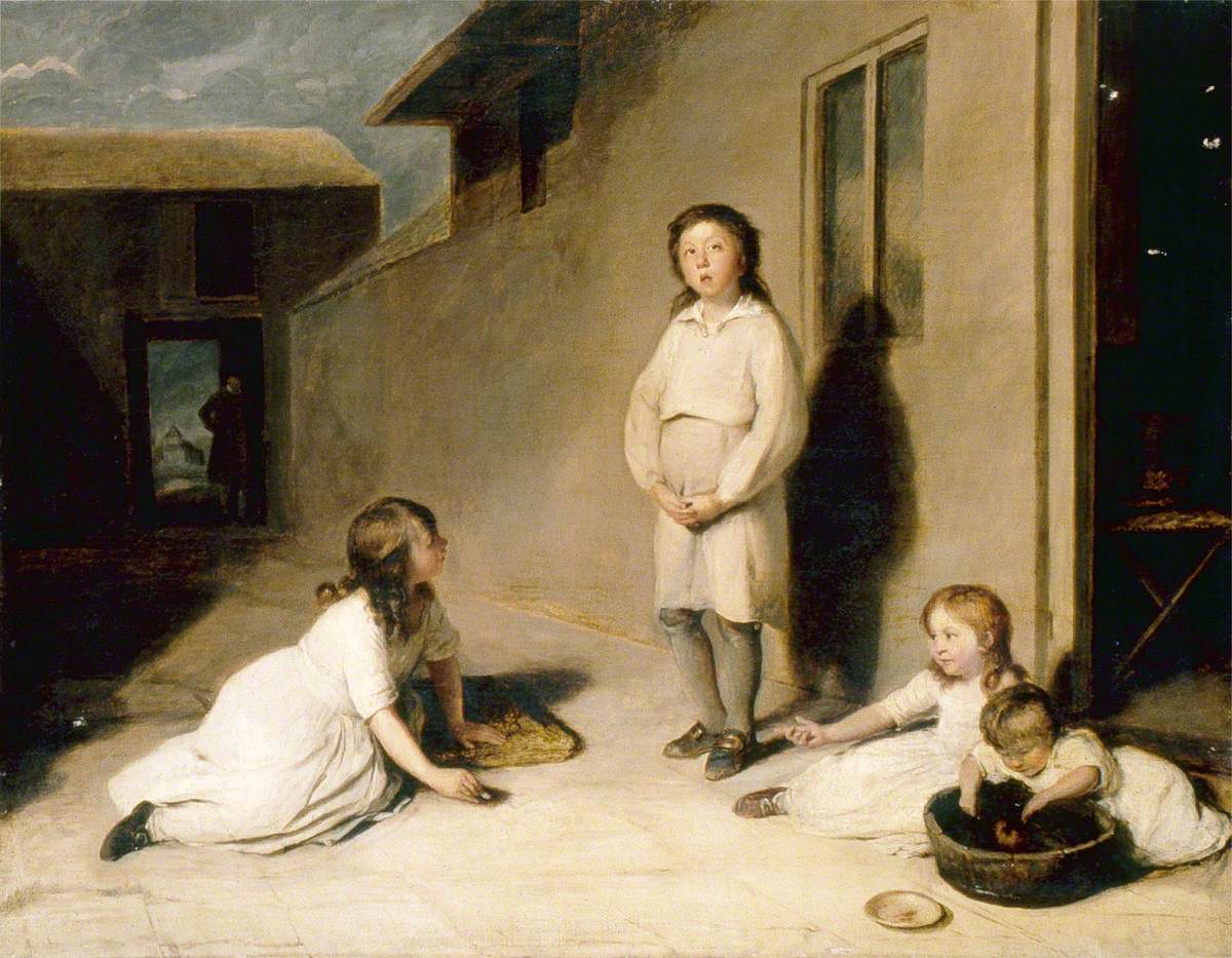 Girl Sketching a Portrait on the Ground