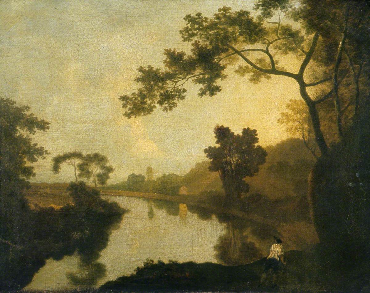 River View with Figures on the Bank