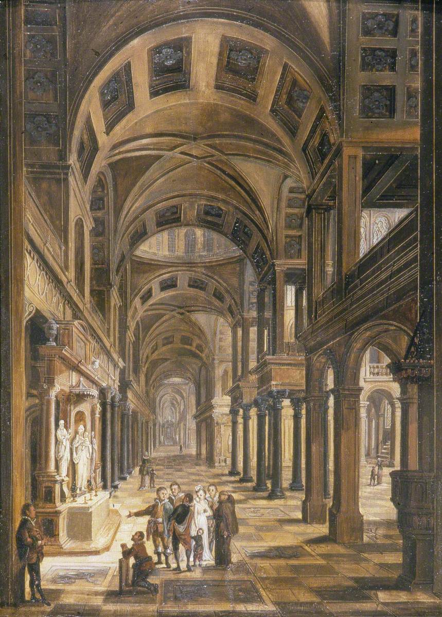 Church Interior with Figures