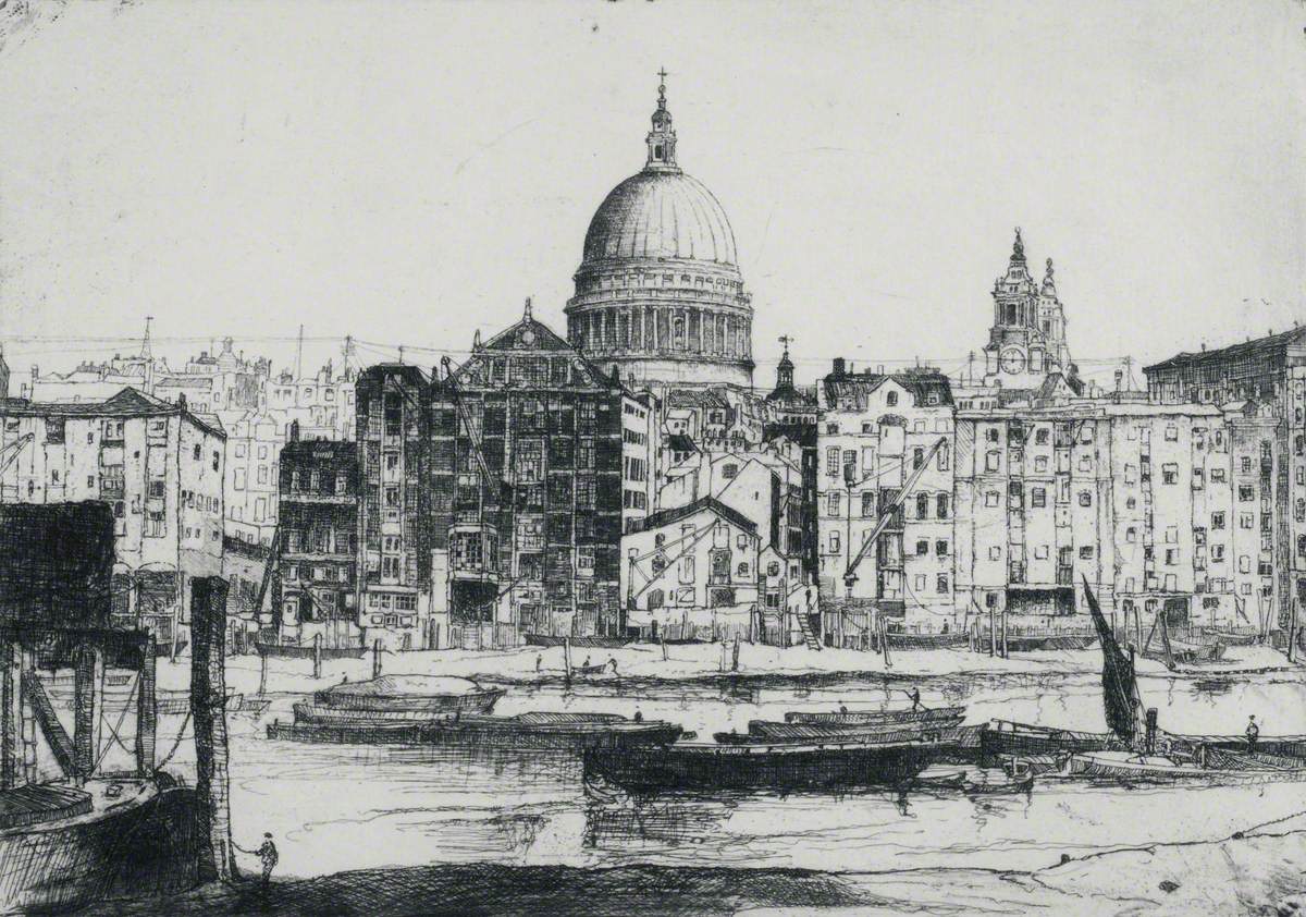 St Paul's with Thames and Barges