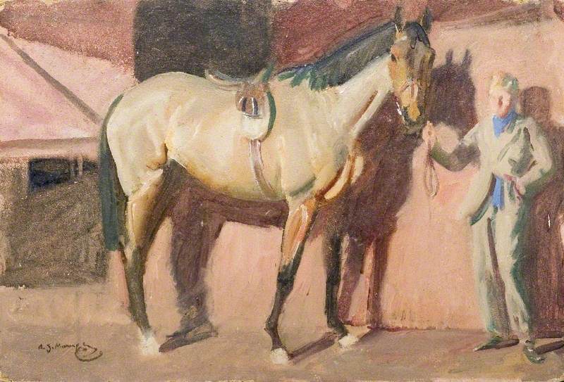 Мальчики в конюшне. Картины импрессионистов лошади в стойле. Конюшня Советская живопись.