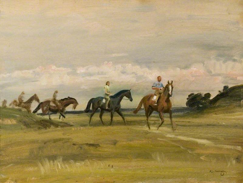 Racehorses Training in a Landscape