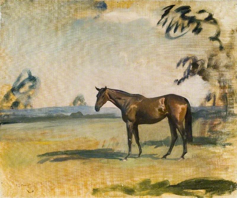 A Dark Bay Horse in a Landscape