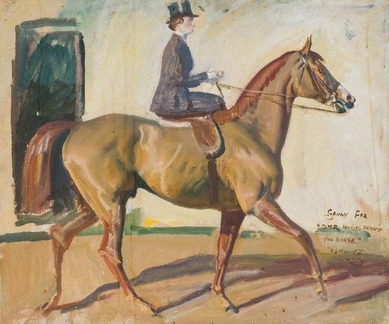 Study for 'Our Mutual Friend the Horse', Lady Munnings on 'Rufus'