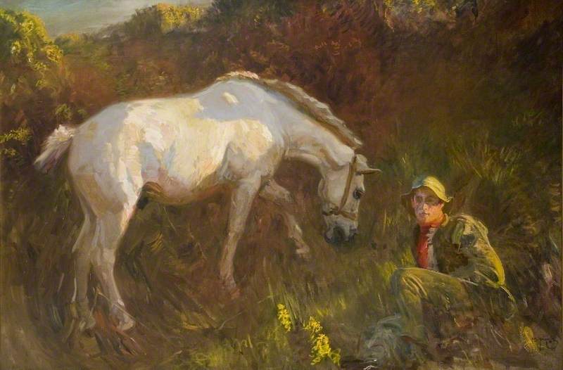 The Grey Pony, Augereau, in a Sandpit with Groom, George Curzon