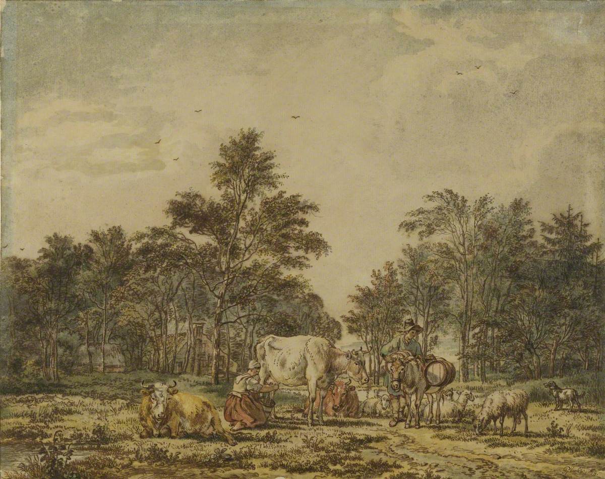 Woman Milking (Pastoral Scene)