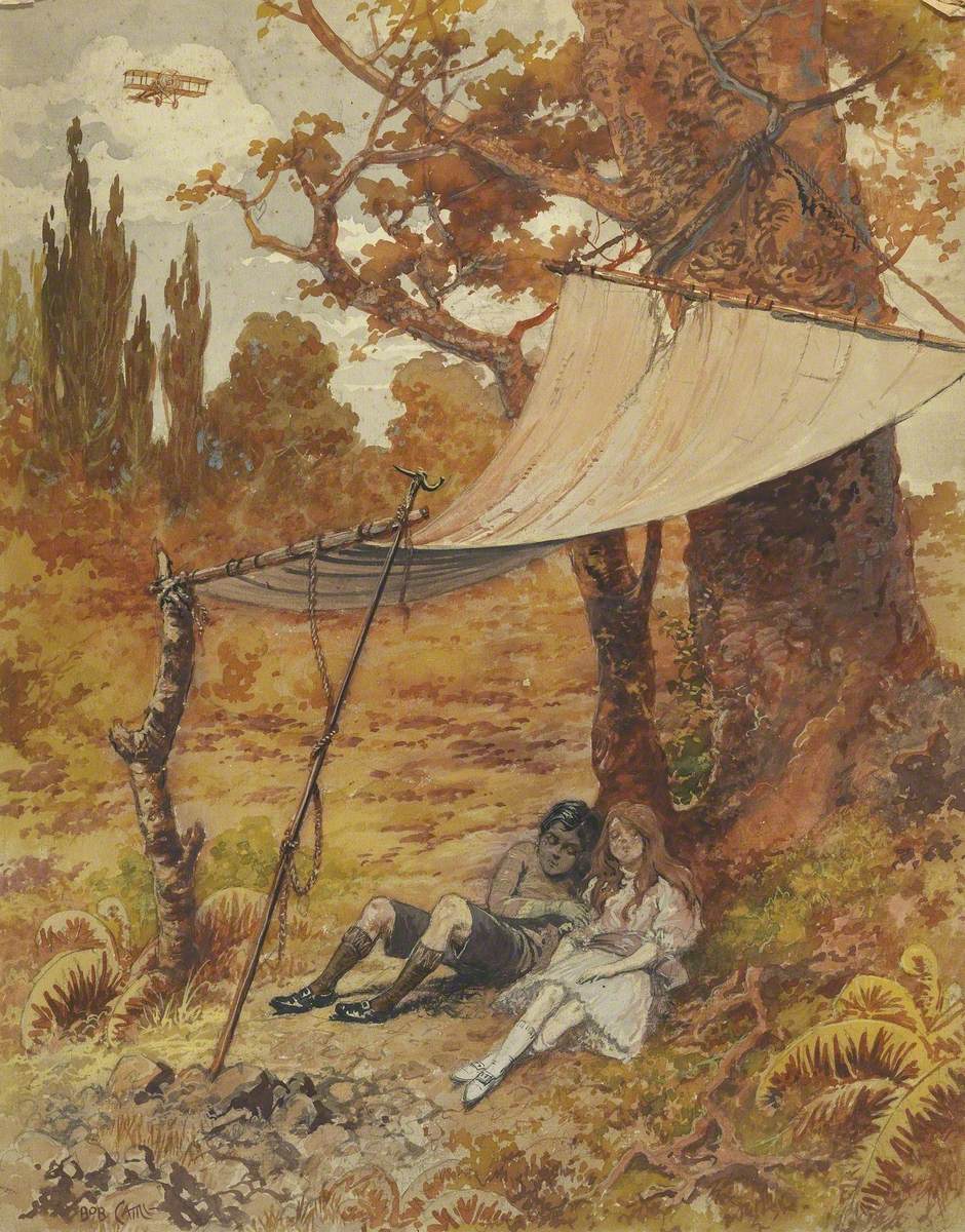 Two Children Asleep under a Canopy