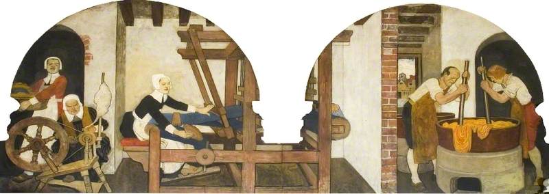 Huguenots Spinning, Weaving and Dyeing, 1690