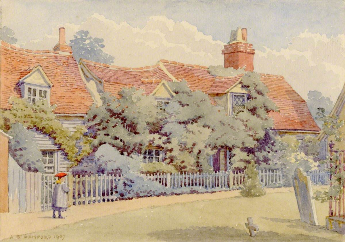 Cottages in Great Baddow Churchyard Art UK