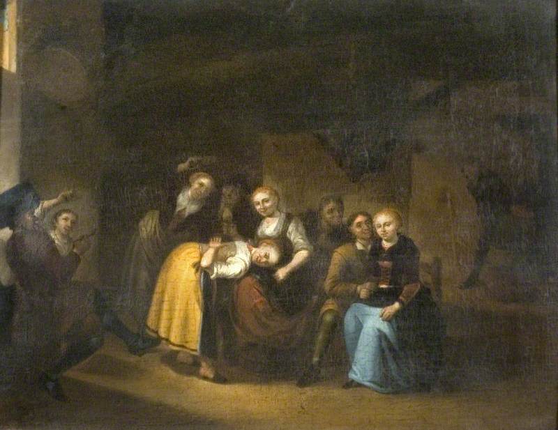 'La main chaude', Dutch Party Playing Games in an Interior