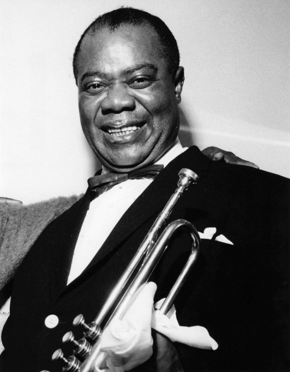 Louis Armstrong (1901–1971), Backstage at Finsbury Park Astoria, London ...