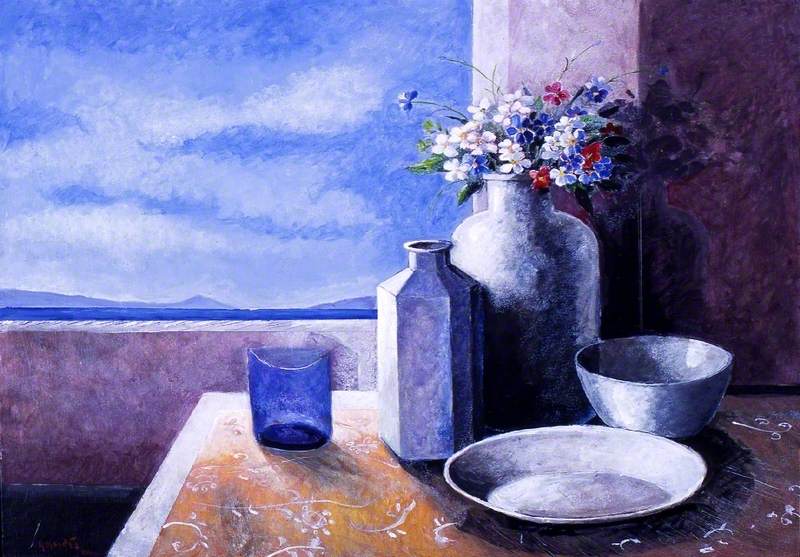 White Porcelain and Blue Vase