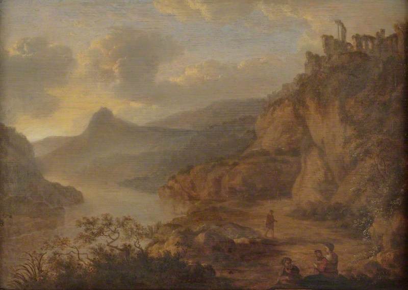 River Landscape with Ruins on a Cliff
