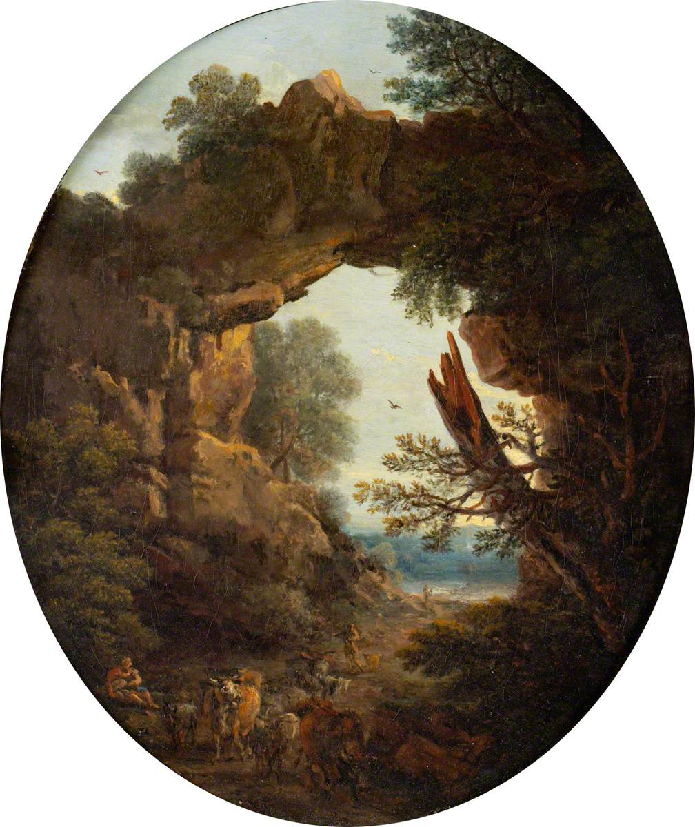 Landscape, View of a River through a Rock Arch