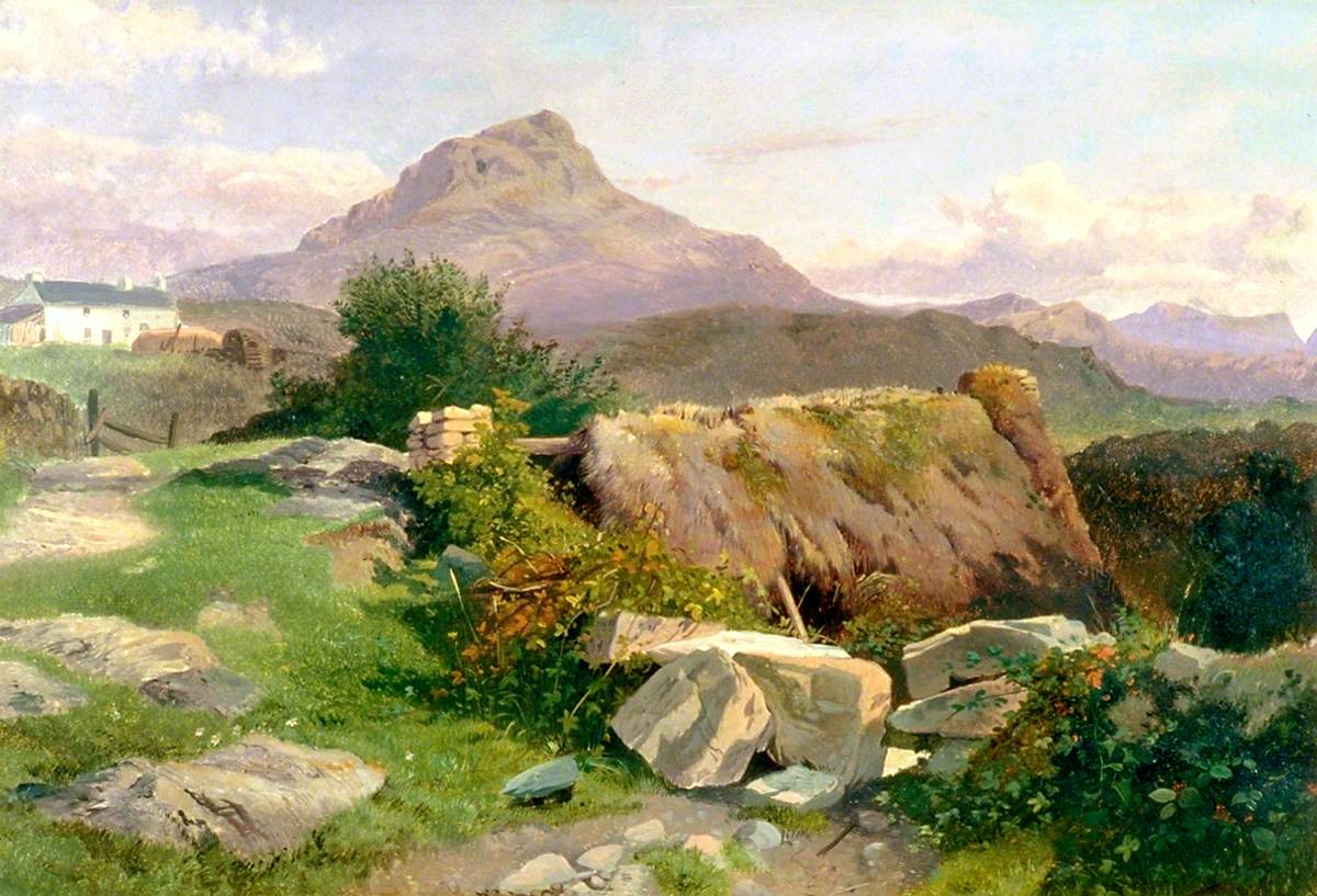 A Hilly Landscape with a Ruined Cottage