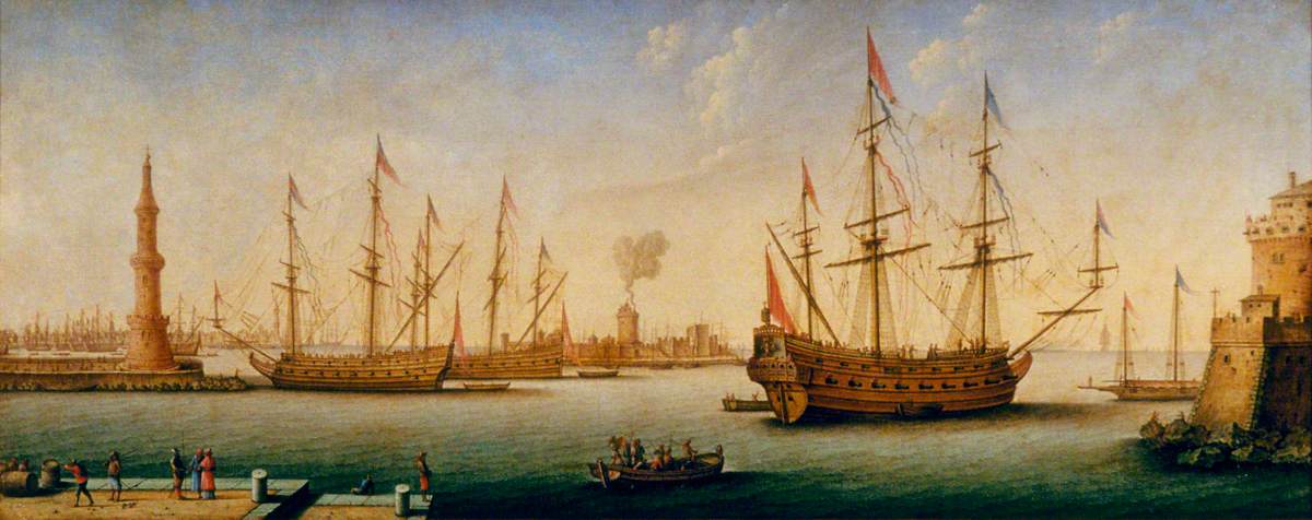 Mediterranean Port with Men o' War