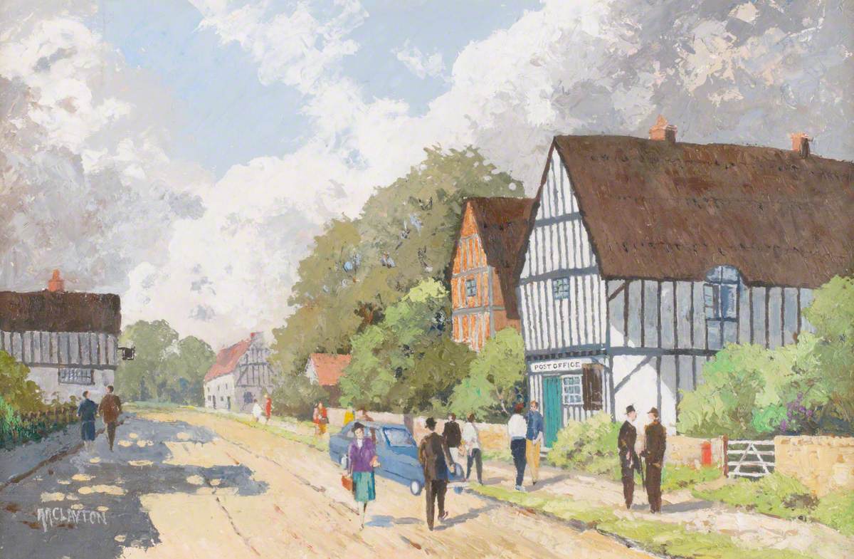 English Village Street Scene Post Office Art Uk