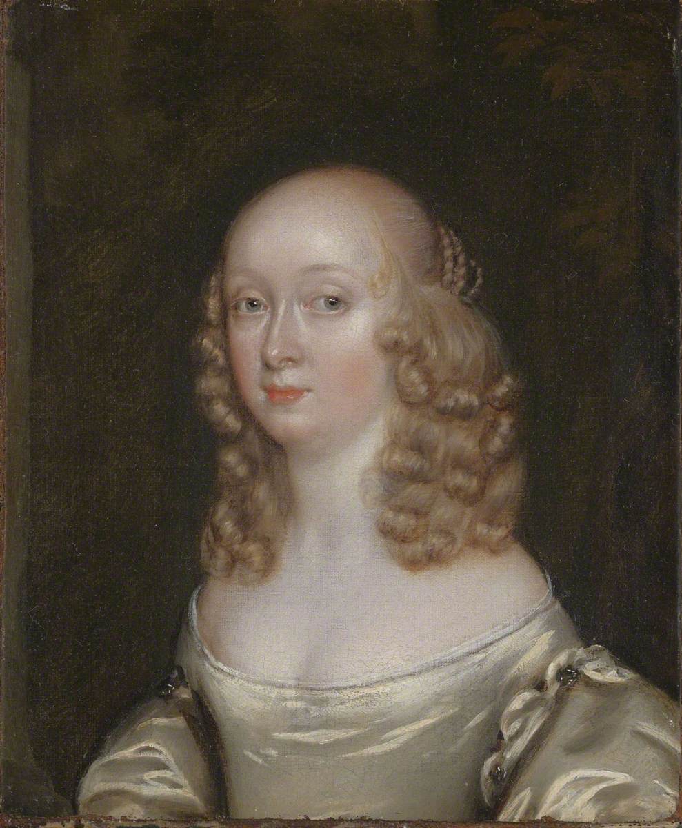 Portrait of a Lady Wearing an Oyster Satin Dress
