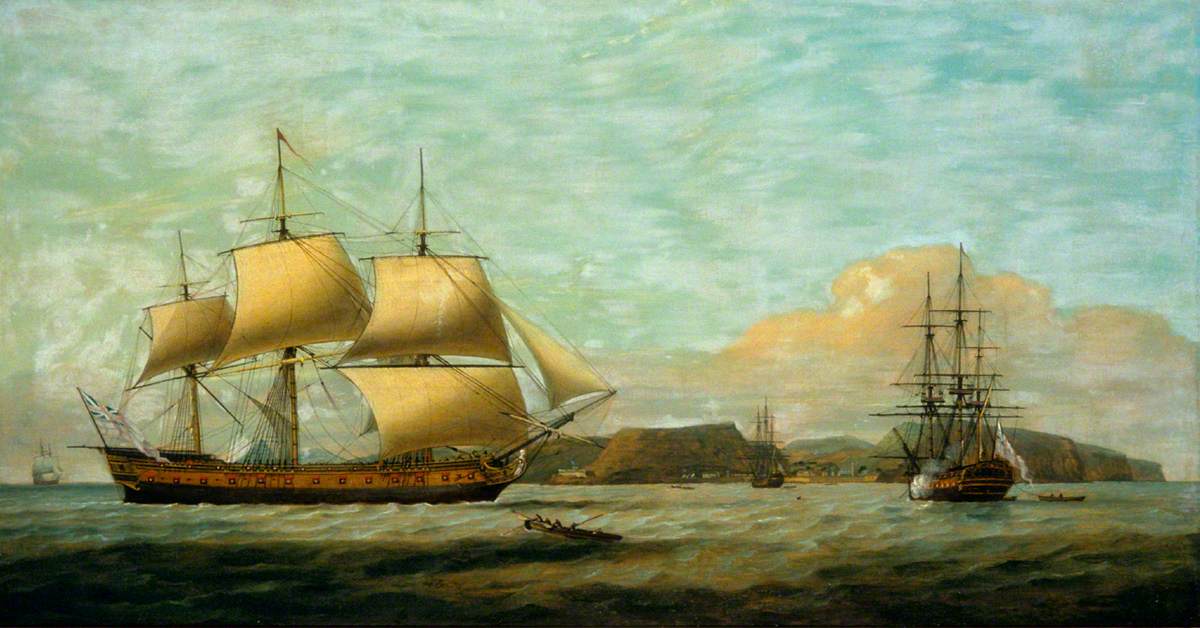 East Indiaman 'Admiral Hughes' off Jamestown, St Helena