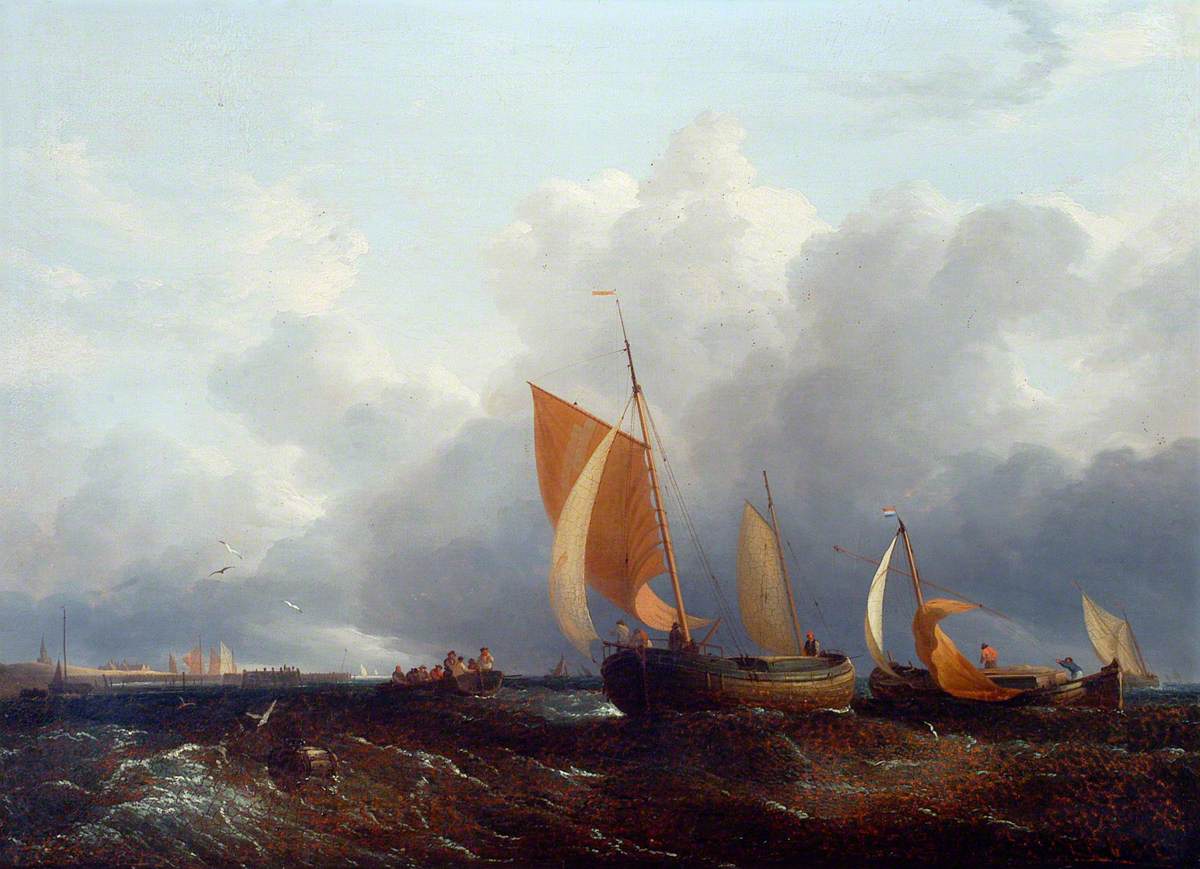 Shipping Boats in the Breeze off the Norfolk Coast