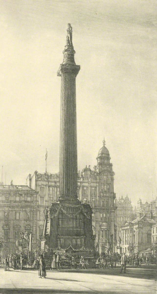 Sir Walter Scott's Monument in George Square and the Merchants' House