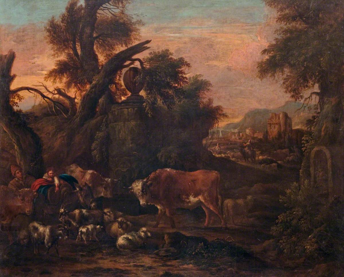 Landscape with a Red Bull