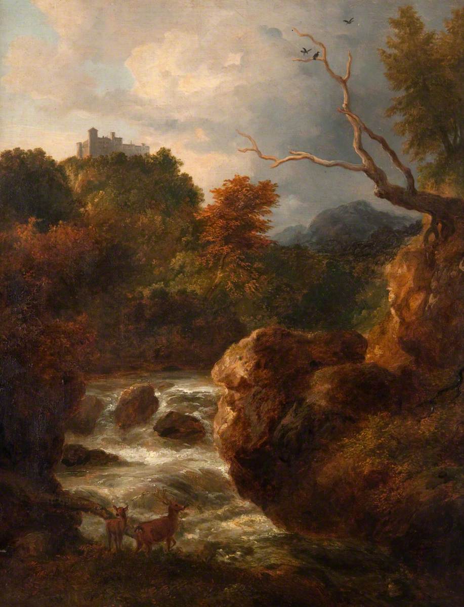 Mountain Stream with Deer