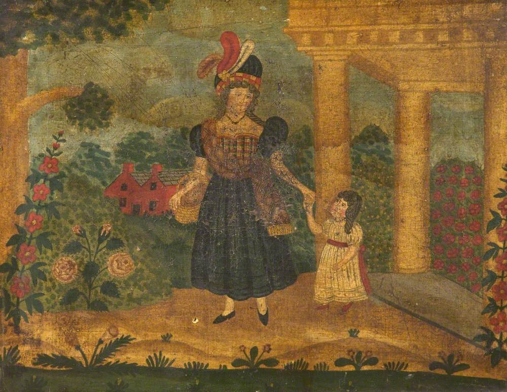 Scottish Woman and Child in a Landscape