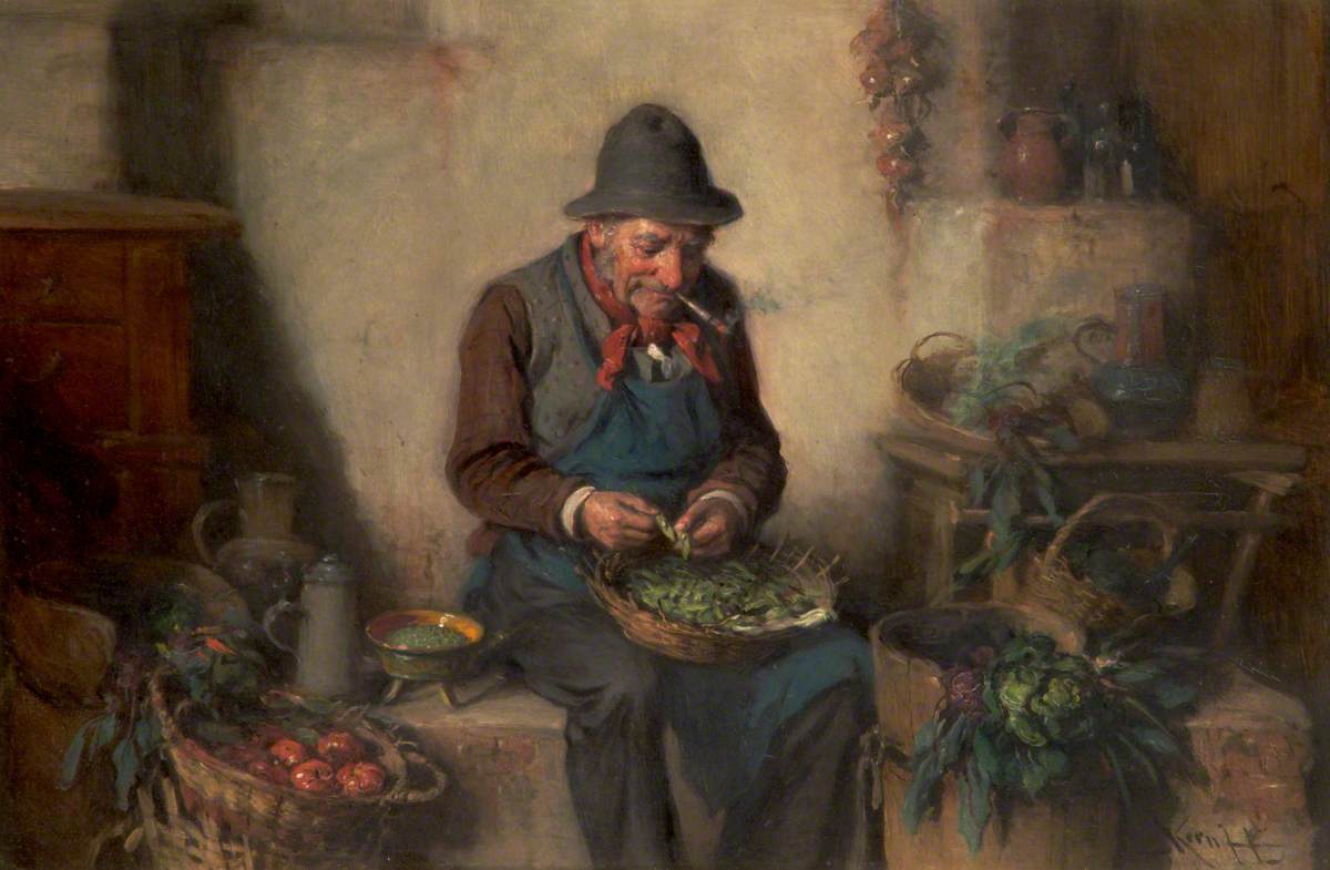 Old Man Shelling Peas