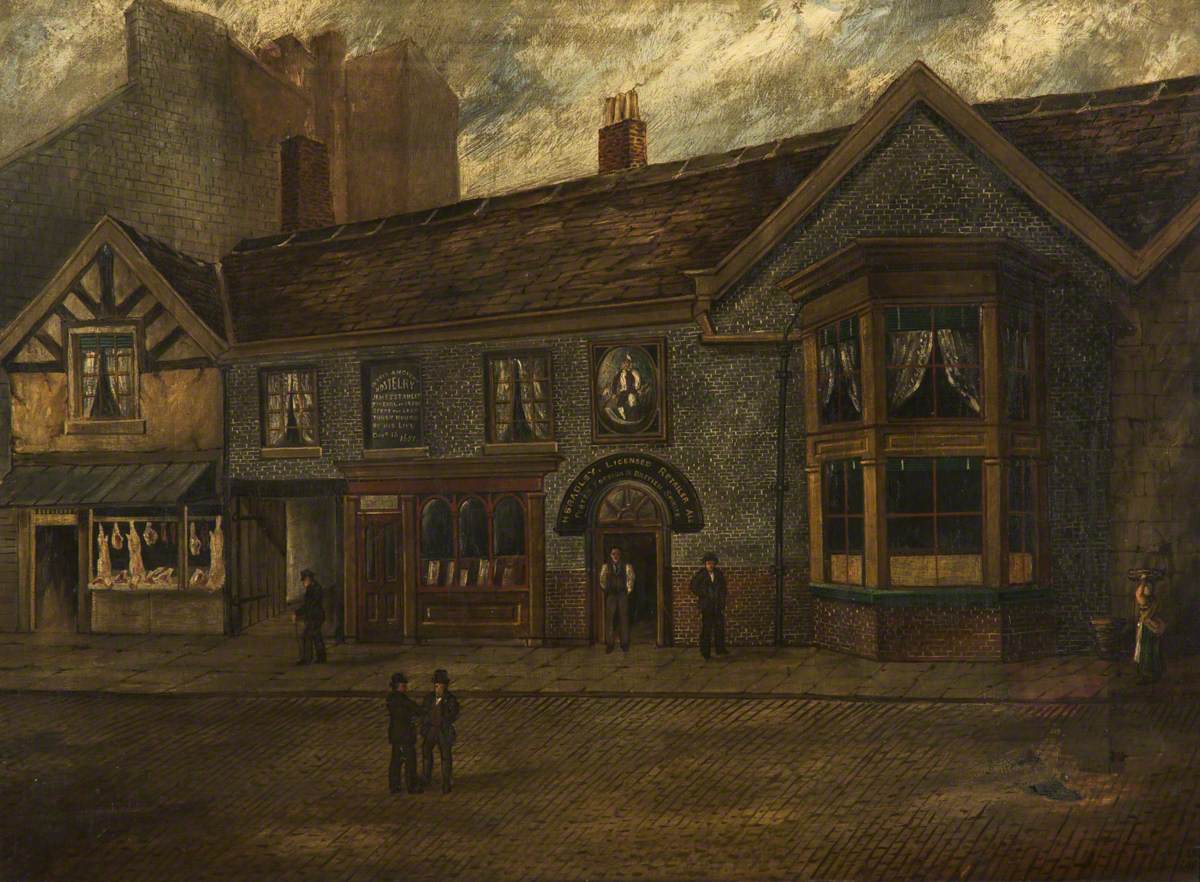 Churchgate Showing 'The Old Man and Scythe' and 'The Swan Hotel'