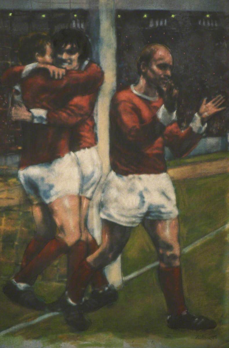 Charlton (b.1937) and Best (1946–2005), Celebrating a Goal