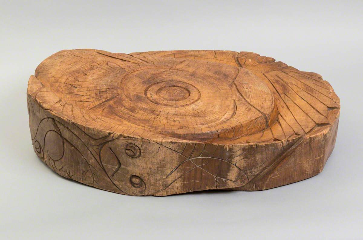 Oval Wood Carved on all Sides with Tribal Design*