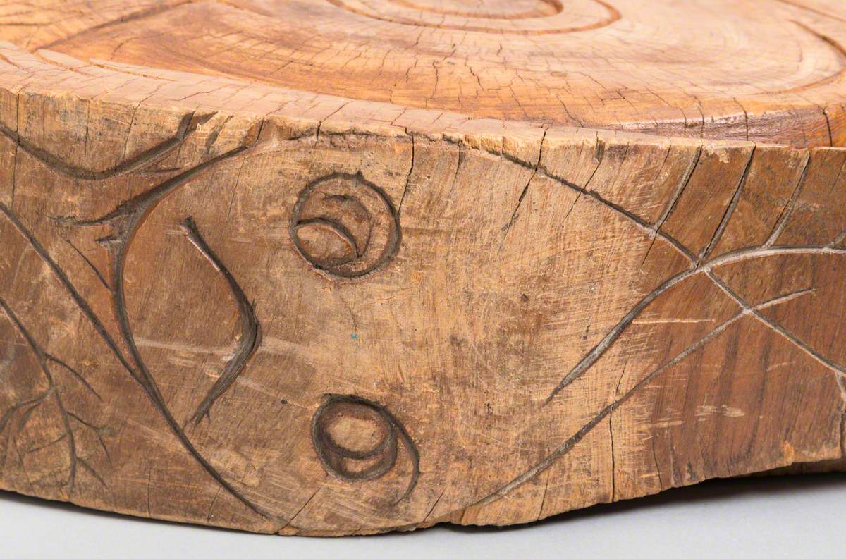 Oval Wood Carved on all Sides with Tribal Design*