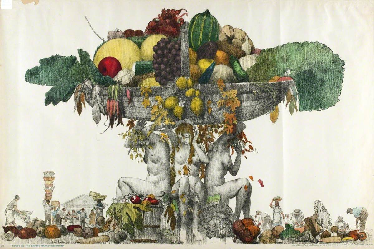 Figures Holding a Basket of Fruit and Vegetables*