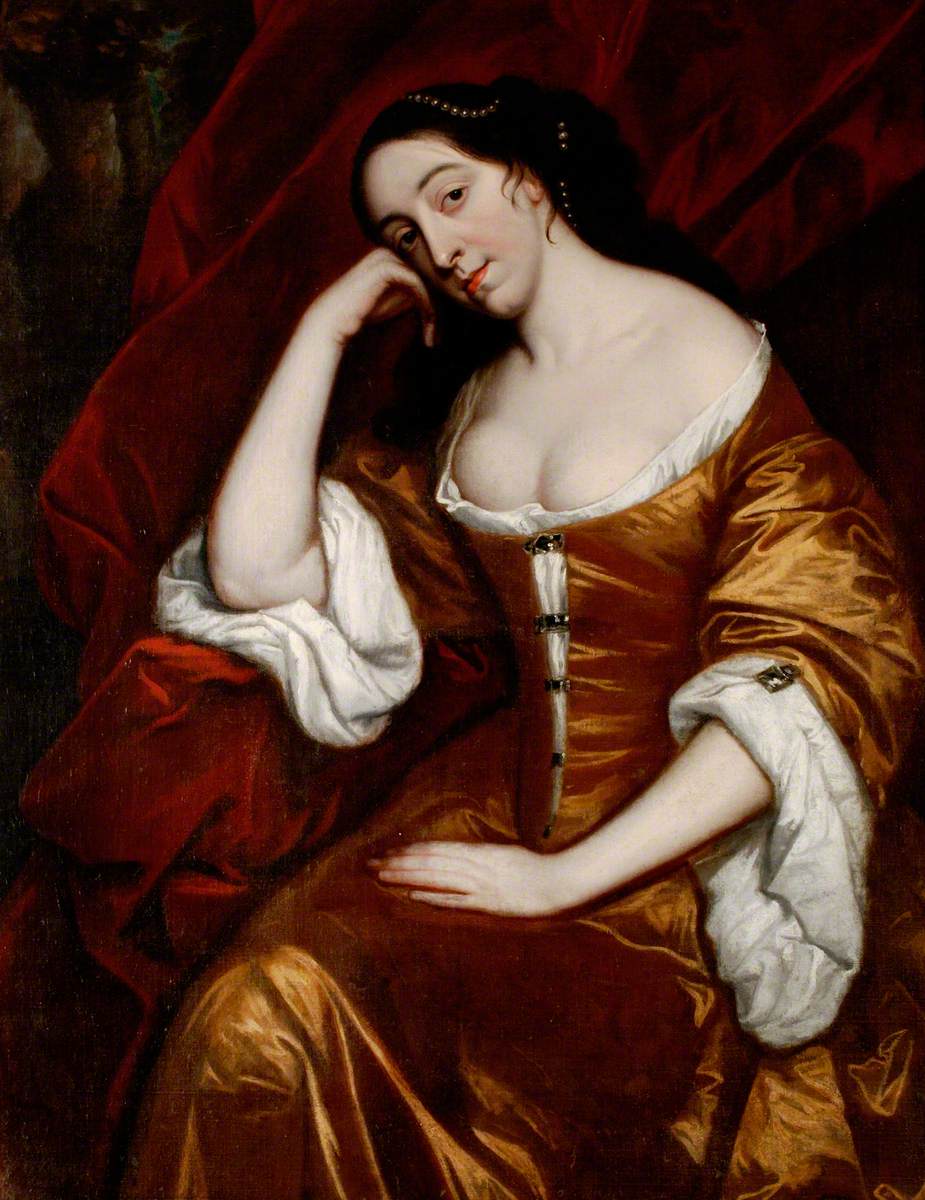 Portrait of a Lady, Three-Quarter Length, Seated, Wearing a Gold Dress with Red Robes
