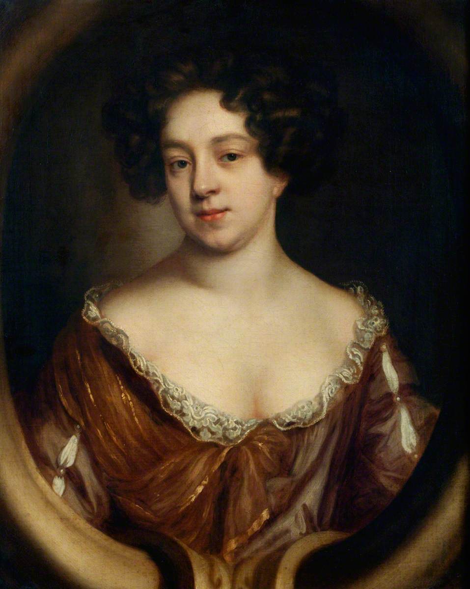 Portrait of a Lady, Half-Length, in a Brown Dress Trimmed with Lace, in a Sculpted Cartouche