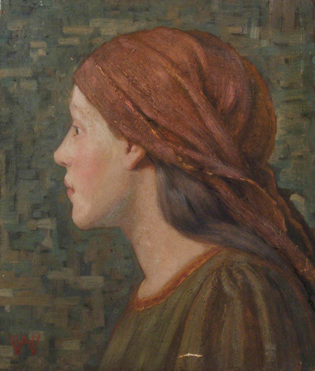 Portrait of a Girl with a Scarf on Her Head