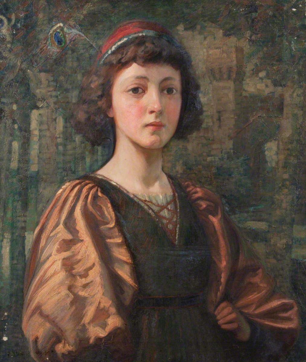 Portrait of a Girl with Peacock Feather