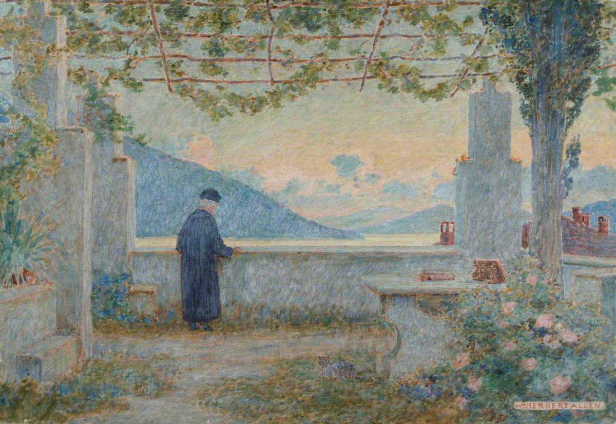 Monk on Monastery Balcony