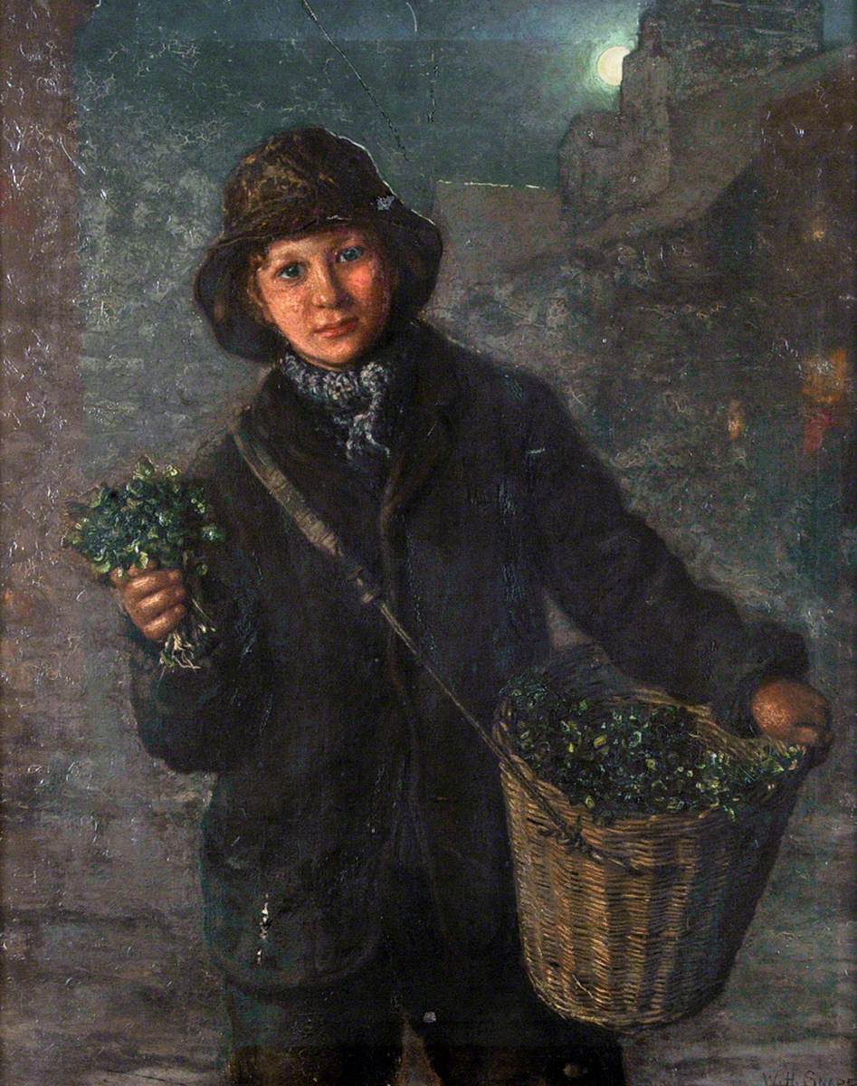 Portrait of a Child Selling Flowers