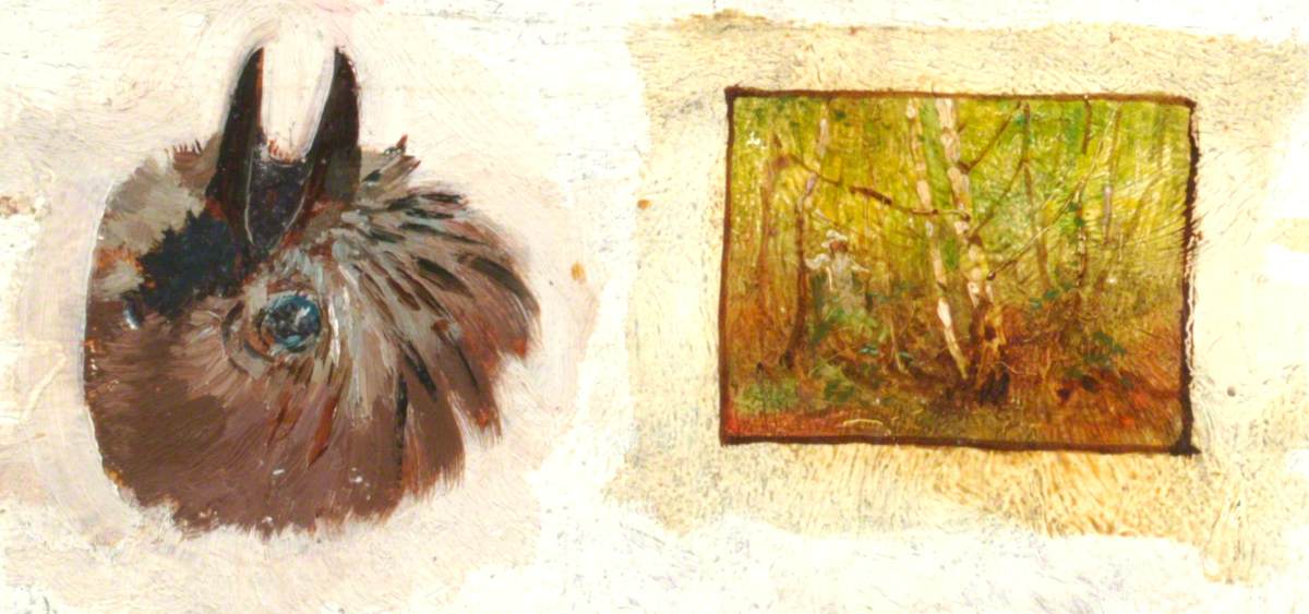 Sketch of Grassland and a Bird's Head